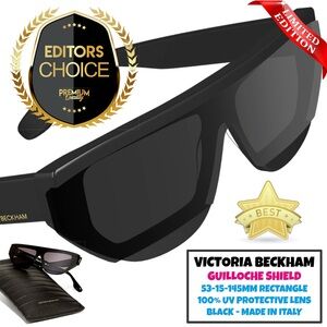 Victoria Beckham Guilloche Black Shield Glasses